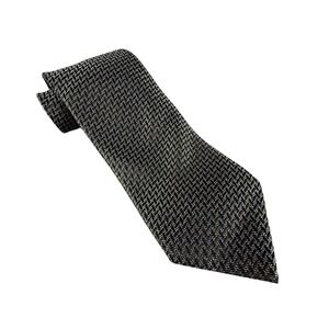 Ermenegildo Zegna Mens Silk Tie‎ Navy Blue Brown Geometric Made in Italy Luxury